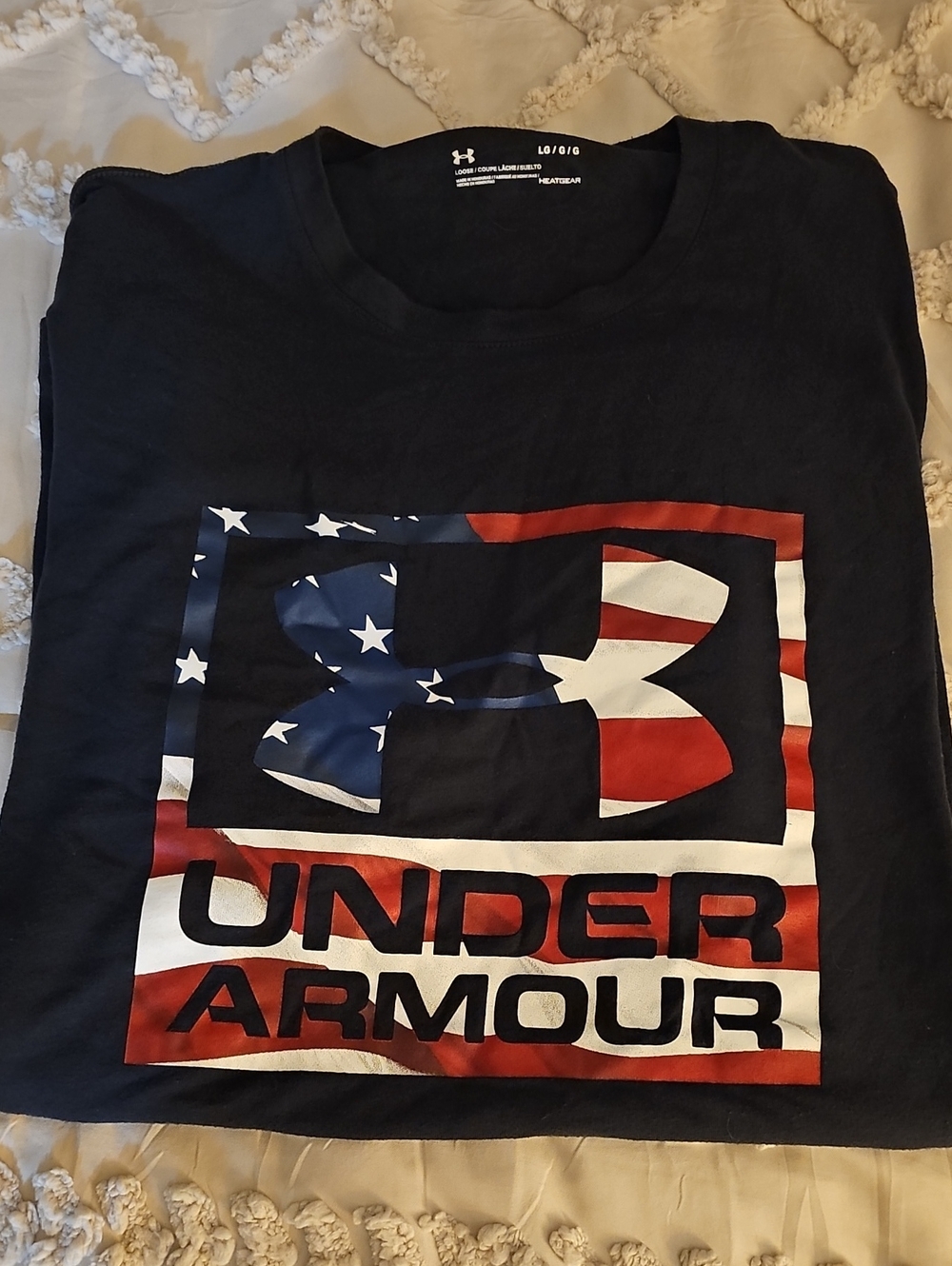 Under Armour Black Short-Sleeve Tee with Red, White & Blue Flag Logo